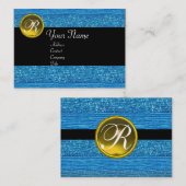 BLAUWE MODE BEADT GEEL TOPAZ GEM MONOGRAM VISITEKAARTJE (Voorkant / Achterkant)