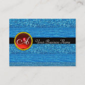 BLAUWE MODE BEADT MONOGRAM, zwarte rode ruby Visitekaartje (Achterkant)