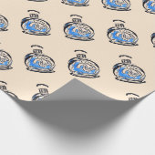 Blauwe mode illustratie parfumefles cadeaupapier (Hoek)