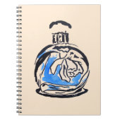 Blauwe mode illustratie parfumefles notitieboek (Voorkant)