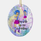 Blauwe mode manga illustratie dansen keramisch ornament (Rechts)