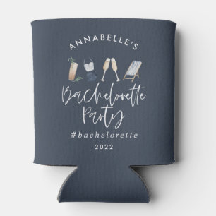 Blauwe, moderne cocktailscript bachelorette kan blikjeskoeler