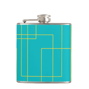Blauwe moderne, eenvoudige, minimale grafische kun heupfles