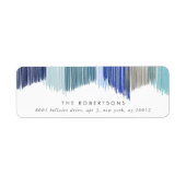 Blauwe Moderne Fringe Return Address Labels (Voorkant)