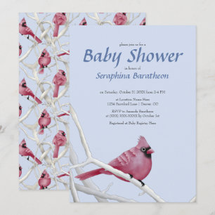 Blauwe Moderne Kerst Kardinaalvogel Baby Shower Kaart