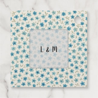 Blauwe moderne kleine bloemen bedankjes labels