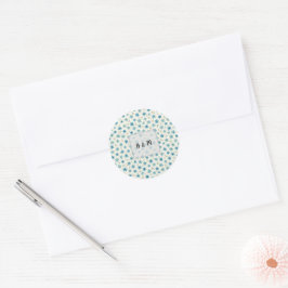 Blauwe moderne kleine bloemen  ronde sticker