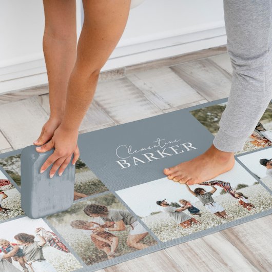 Blauwe moderne minimale elegante multi fotocollage yogamat