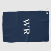 Blauwe Moderne Monogram Golfhanddoek (Horizontaal)