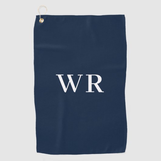Blauwe Moderne Monogram Golfhanddoek (Voorkant)
