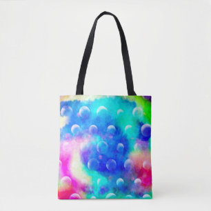 Blauwe, moderne, mooie bubbels abstracte trendy draagtas