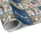 Blauwe moderne multi foto Kerstman Kerstmis Cadeaupapier (Rol Hoek)