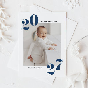 Blauwe moderne typografie Gelukkig Nieuwjaar 2022 Feestdagenkaart