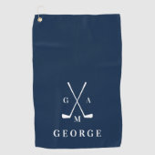 Blauwe moderne typografie initialen monogram elega golfhanddoek (Voorkant)