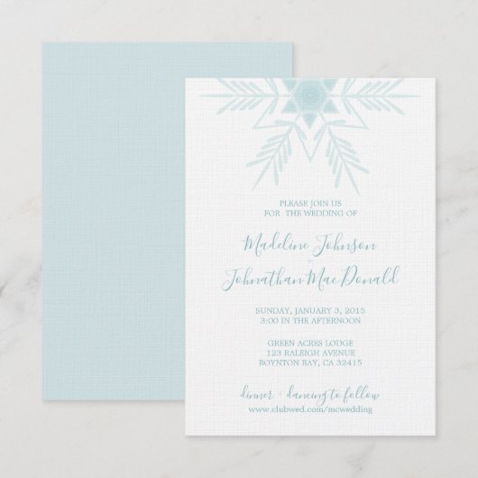 blauwe moderne WINTER WONDERLAND bruiloft Kaart (Voorkant / Achterkant)