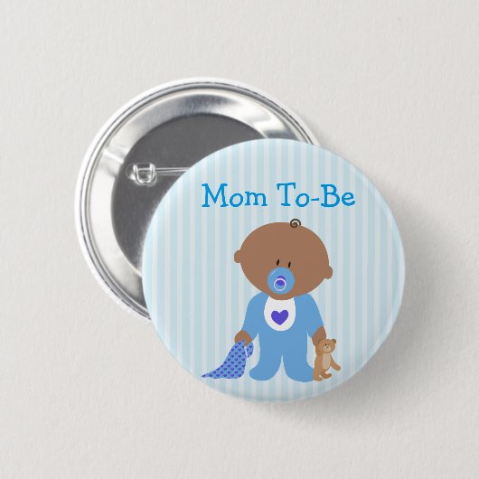 Blauwe moeder om Baby shower Button (Voorkant /achterkant)