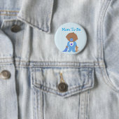 Blauwe moeder om Baby shower Button (In situ)