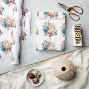Blauwe Moeders Roze Pioen Trouwboeket Cadeaupapier