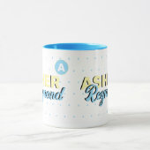 Blauwe Mok met naam | retro-modern monogram (Midden)