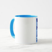 Blauwe Mok "WAFFLES" koffie (Voorkant links)