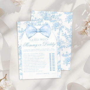 Blauwe Mommy of Daddy Vlinderdas Toile Baby Shower Kaart