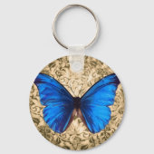 Blauwe monboogvlinderdarm kunst sleutelhanger (Voorkant)