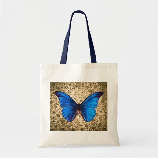 Blauwe monboogvlinderdarm  kunst tote bag (Voorkant)