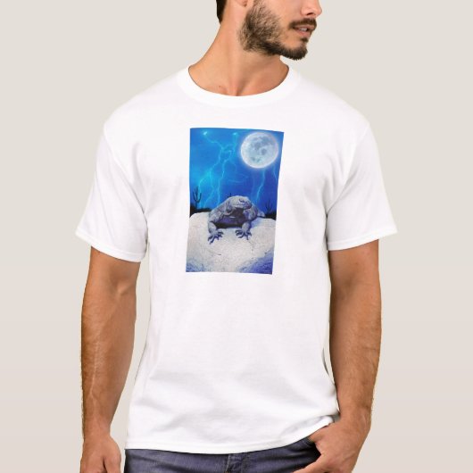 Blauwe monitor Lizard Dragon Reptile Fantasy Art T-shirt (Voorkant)