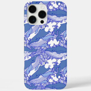 Blauwe monochromatische bultrug iPhone 16 pro max hoesje