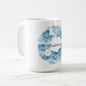 Blauwe monochrome Mok met bridesmaïde koffie (Voorkant links)