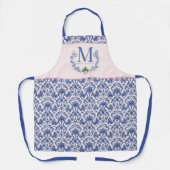 Blauwe Monogram Crest met kerstboom Schort (Voorkant)