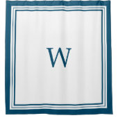 Blauwe Monogram Douchegordijn (Voorkant)