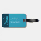 Blauwe Monogram Golfer Bagagelabel (Achterkant horizontaal)