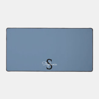 Blauwe Monogram Naam Bureaumat