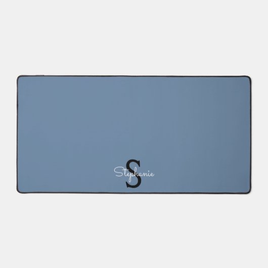 Blauwe Monogram Naam Bureaumat (Voorkant)