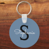 Blauwe Monogram Naam Sleutelhanger (Voorkant)