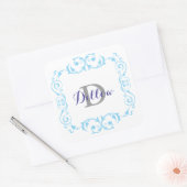 Blauwe monogram Stickers (Envelop)