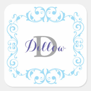 Blauwe monogram Stickers