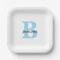 Blauwe Monogrammen Babyfeestjes Bruiloftsfeest Ver