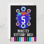 Blauwe Monster Eyes Birthday Party Invitations Kaart (Achterkant)