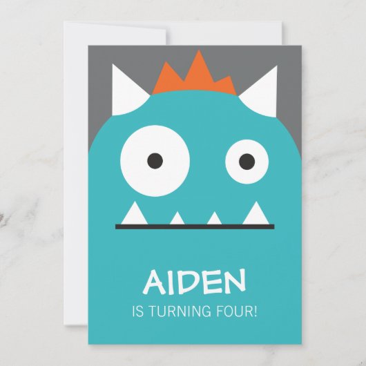 Blauwe Monster Uitnodiging (Voorkant)