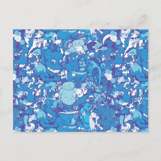 Blauwe monsters briefkaart (Voorkant)