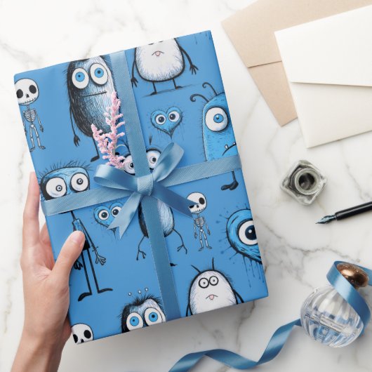 Blauwe monsters cadeaupapier (Geschenken)