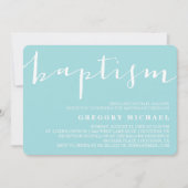 Blauwe mooie kalligrafie Baptisme Uitnodiging (Voorkant)