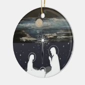 Blauwe moon Nativiteitsversiering Keramisch Ornament (Links)