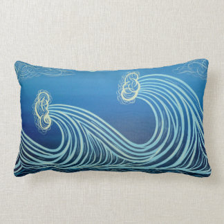 Blauwe Moonlight Waves Cotton Pillow Kussen