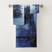 Blauwe Moonlit Magische Bos Winter Scène Bad Handdoek (Insitu)