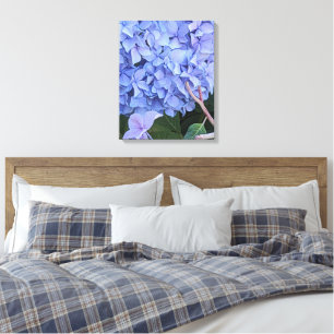 Blauwe Mophead Hortensia Bloei Bloem Canvas Afdruk