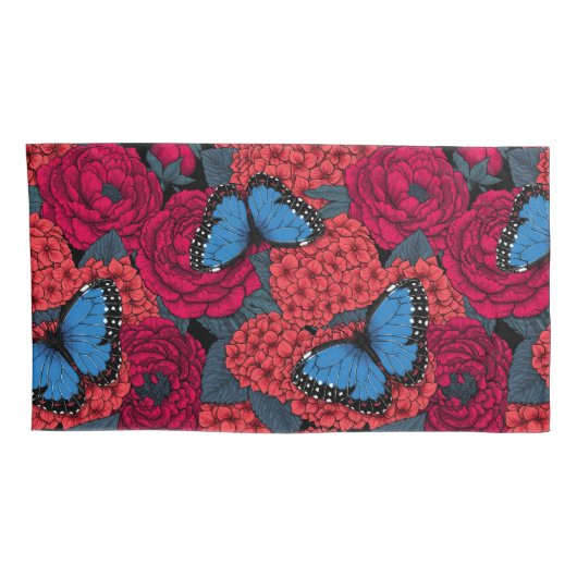 Blauwe morfotuin kussensloop (Achterkant-Rechts)