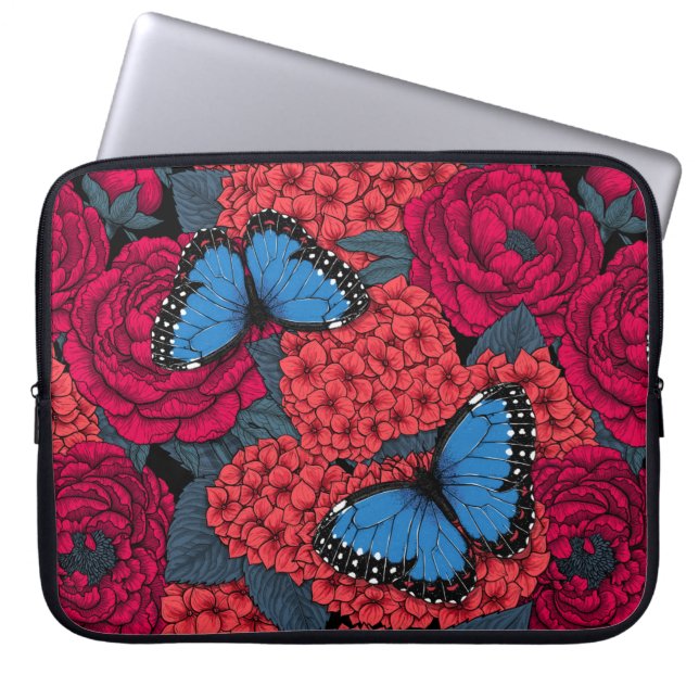 Blauwe morfotuin laptop sleeve (Voorkant)